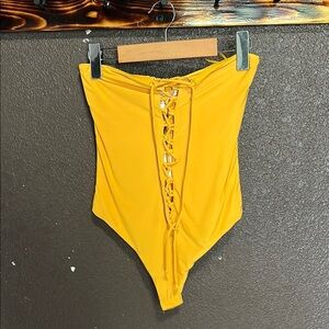 Revamped Lace-Up Strapless Bodysuit